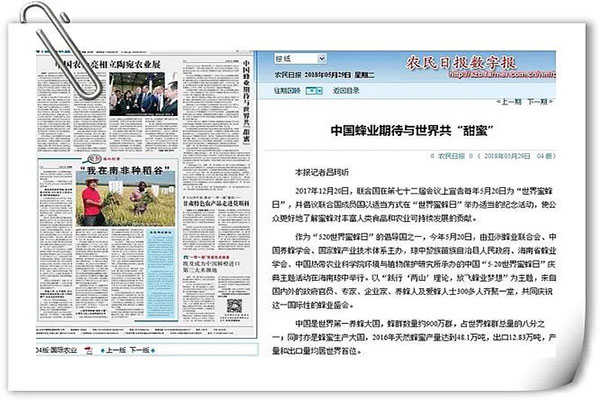 《農民日報》：中國蜂業期待與世界共“甜蜜”